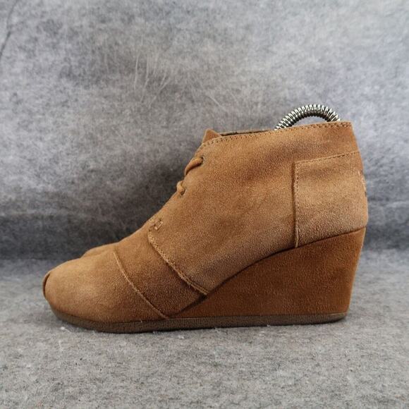 Skechers Shoes Womens 6.5 Bob Bootie Wedge Desert Leather Lace Up Comfort Brown - Picture 3 of 15